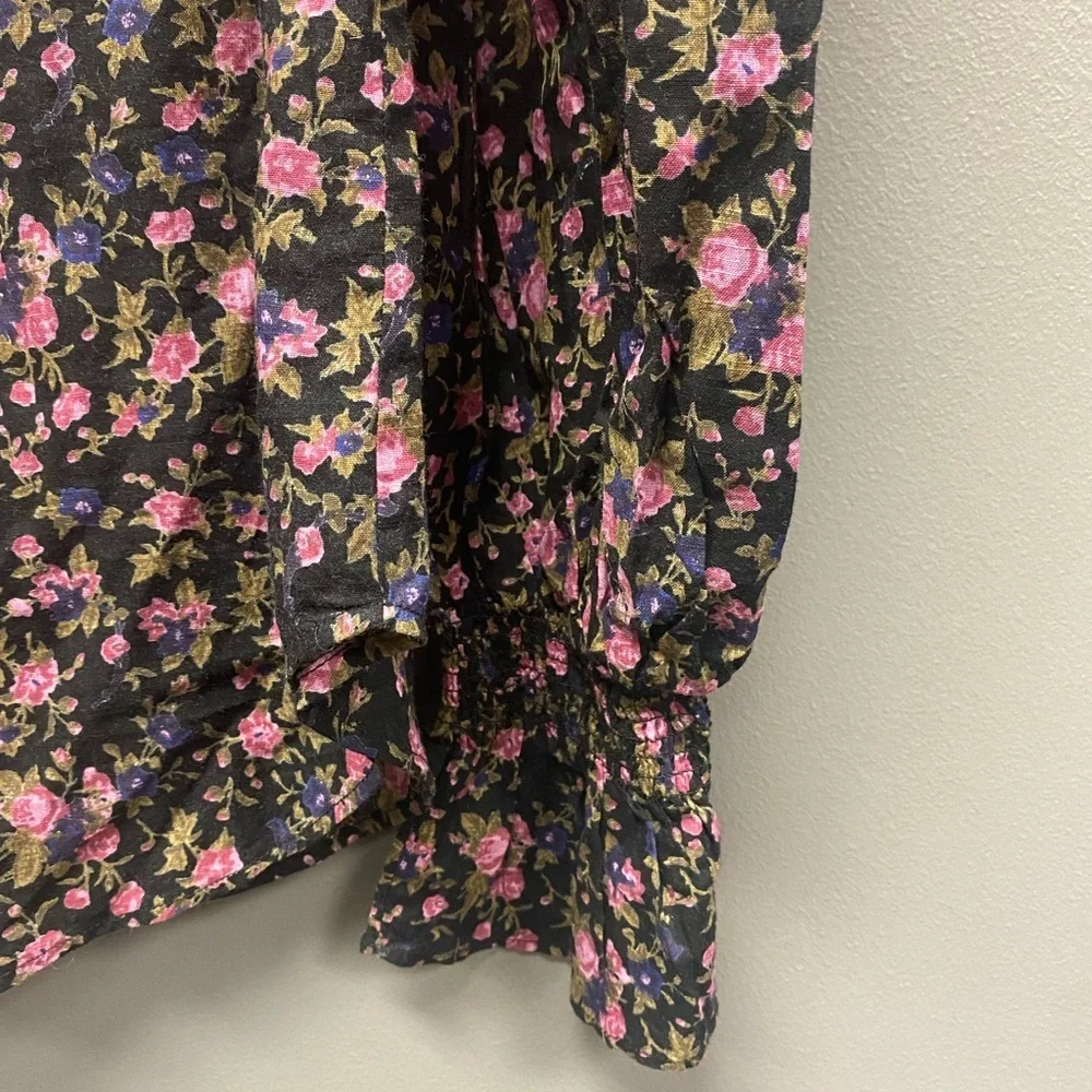 Free People Meant to Be Floral Puff Sleeve Blouse Size Small